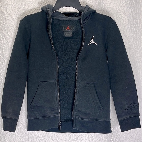 Jordan Black Zip Hoodie Boys Size 6/7 - Picture 8 of 10